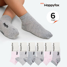 Носки Happyfox Школа 2024, размер 22-24, , розовый/серый
