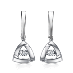Серьги Diamant online, серебро, 925 проба, бриллиант, длина 2.7 см, , прозрачный