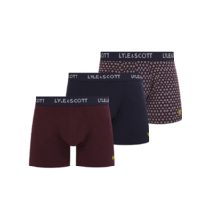 Трусы Lyle & Scott ELLIOT, комплект из 3 шт., размер S, бордовый, синий
