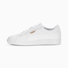 Кеды PUMA Smash 3.0 L Sneakers, размер 7 UK, белый/золотой