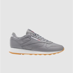 Кроссовки Reebok Classic Leather, полнота 10 (RU)/ на широкую стопу, размер 9 US, серый/белый/белый