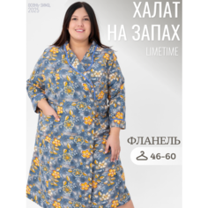 Халат ЛайМ, размер 54, горчичный, оранжевый, серый