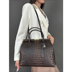 Сумка саквояж Sefaro, фактура под рептилию, коричневый