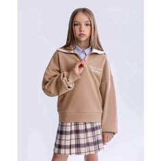 Свитшот Gloria Jeans, размер 8-10л/134-140, молочный/коричневый