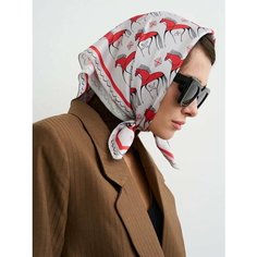 Платок Ruccko,60х60 см, серый/красный