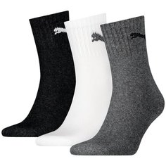 Носки PUMA Short Crew, комплект, 3 пары, размер 35-38, Grey/White/Black