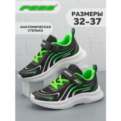 Кроссовки FeSS, размер 33, черно-салатовый
