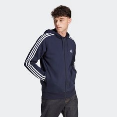 Толстовка спортивная adidas Essentials French Terry 3-Stripes Full-Zip, размер L, , legend ink / white