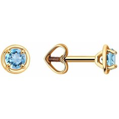 Серьги пусеты Diamant, красное золото, 585 проба, топаз, размер 5 мм
