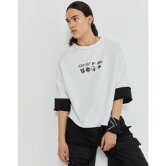 Футболка Gloria Jeans Ready! Steady! Go!, размер 15-18л/170-182, белый/черный