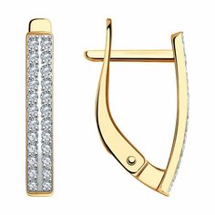 Серьги Diamant, красное золото, 585 проба, фианит, размер 18 мм, , бесцветный