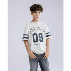Футболка Gloria Jeans GJ COOL, размер 10-12л/146-152, молочный/серый