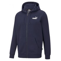 Толстовка спортивная PUMA ESSENTIALS SMALL LOGO FLEECE FULL-ZIP HOODIE, размер S, , синий