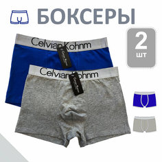 Трусы Celvian Kohnm для мужчин, боксеры мужские,, комплект из 2 шт., размер 2XL, серый, голубой