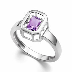 Кольцо Diamant online, серебро, 925 проба, аметист, размер 19, фиолетовый