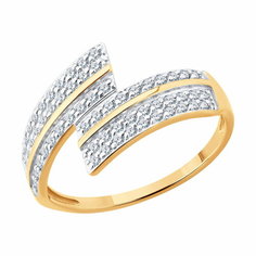 Кольцо Diamant online, красное золото, 585 проба, фианит, размер 18.5, прозрачный