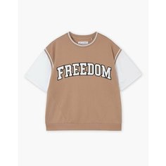 Футболка Gloria Jeans Ready! Steady! Go!, размер 10-12л/146-152, коричневый/белый