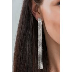 Серьги, фианит, белый, серебряный Бантами