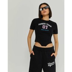 Топ Gloria Jeans Ready! Steady! Go!, размер 16-18л/170, черный
