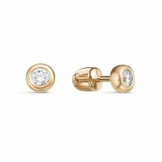 Серьги пусеты Diamant online, красное золото, 585 проба, бриллиант, длина 0.4 см, , прозрачный