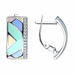 Серьги Diamant online, серебро, 925 проба, фианит, эмаль, длина 1.7 см, , бесцветный, мультиколор