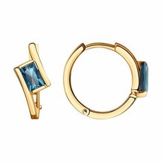 Серьги Diamant online, красное золото, 585 проба, топаз, длина 1.4 см, , голубой
