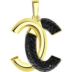 Подвеска Diamant online, желтое золото, 585 проба, фианит, размер 2.4 см., черный