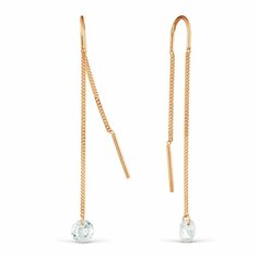 Серьги цепочки Diamant online, красное золото, 585 проба, фианит, длина 4.7 см, , прозрачный