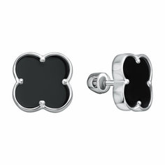 Серьги пусеты Diamant online, белое золото, 585 проба, оникс, длина 1.3 см, , черный