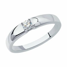 Кольцо помолвочное Diamant online, белое золото, 585 проба, бриллиант, размер 17.5, прозрачный