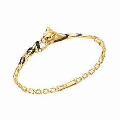 Браслет Diamant online, красное золото, 585 проба, фианит, длина 18 см., черный