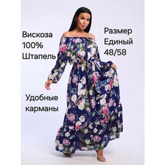 Платье для кормящих мам YolKa_Dress, размер единый, синий