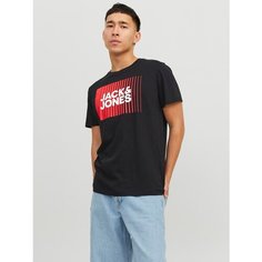 Футболка Jack & Jones LOGO CREW NECK, размер M, черный