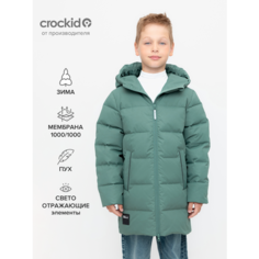 Пальто crockid ВК 34070/5 УЗГ (122-158), размер 140-146/76/68, зеленый