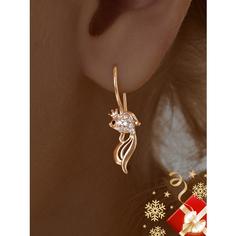 Серьги Ювелир Карат, серебро, 925 проба, золочение, фианит, длина 2.1 см, , золотистый