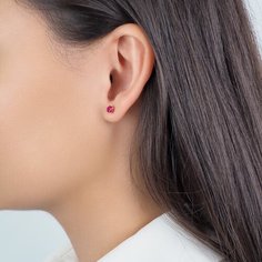 Серьги пусеты Ювелир Карат, красное золото, 585 проба, рубин, длина 3.3 см, , золотой
