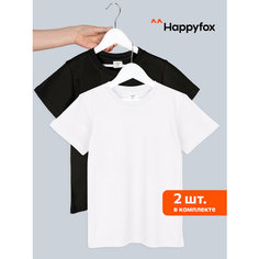 Футболка Happyfox, комплект из 2 шт., размер 128, белый/черный
