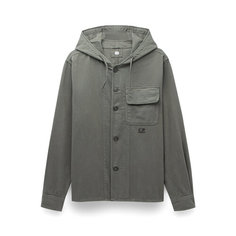 Рубашка C.P. COMPANY armored stretch satin hooded buttoned overshirt, размер 52, серый