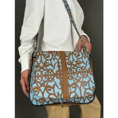 Сумка кросс-боди , фактура гладкая, горчичный, голубой Unvers Leather Istanbul