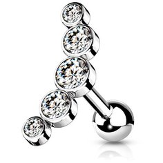 Серьги одиночные Spikes, искусственный камень, фианит, размер 6 мм, серебряный, бесцветный