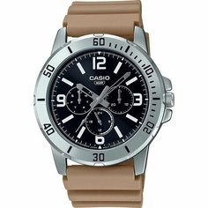 Наручные часы CASIO, серебряный, черный, бежевый