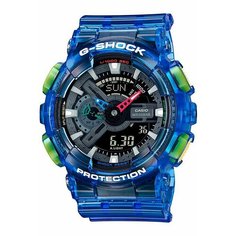 Наручные часы CASIO, голубой, зеленый, синий, бесцветный
