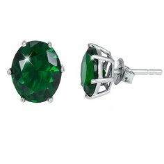 Серьги пусеты diSat, искусственный камень, фианит, размер 6 мм, зеленый
