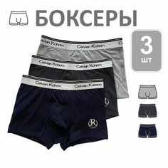 Трусы Celvian Kohnm для мужчин, боксеры мужские,, комплект из 3 шт., размер 5XL, синий, серый