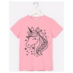 Футболка Happyfox Для девочек, размер 7 (122), розовый