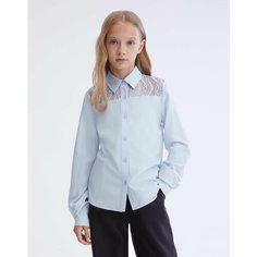 Школьная рубашка Gloria Jeans, размер 11-12л/152 (36), голубой