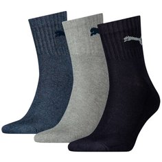 Носки PUMA Short Crew, комплект, 3 пары, размер 39-42, navy/grey/nightshadow blue
