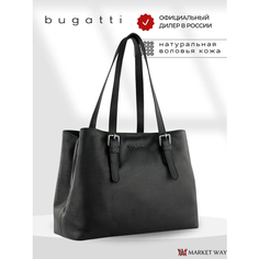 Сумка тоут Bugatti, фактура зернистая, гладкая, черный