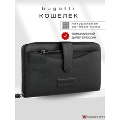 Кошелек Bugatti, фактура зернистая, черный