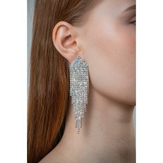 Серьги клипсы, радужный в серебре Бантами